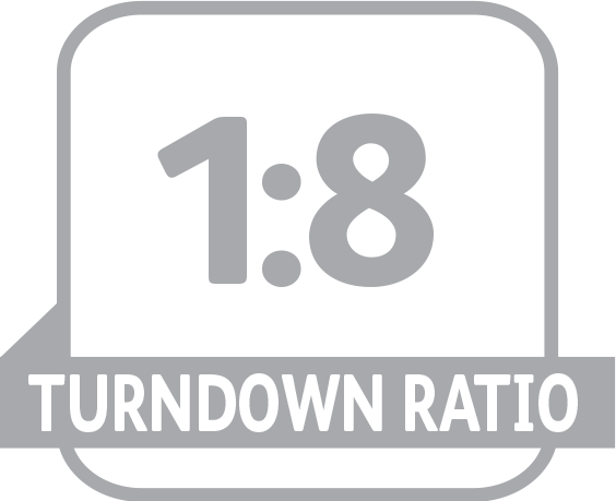 1:8 Turndown Ratio